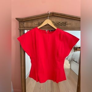 Brand new! Asymetric short sleeves red top - Zara